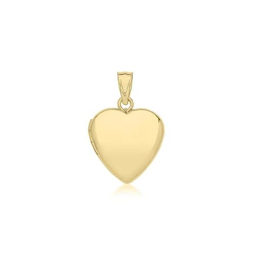 9ct Yellow Gold Plain Heart Locket 20 X 16mm